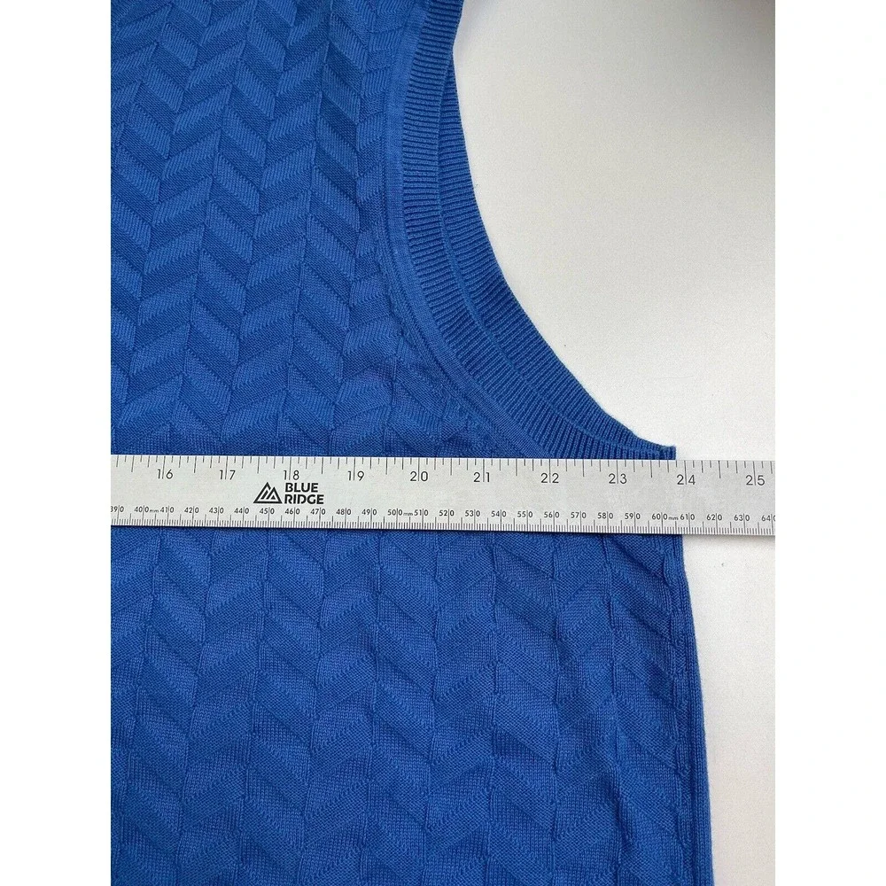 Alan Flusser Sweater Vest Men's 2XL Blue Pull Over V-Neck Knit Golf